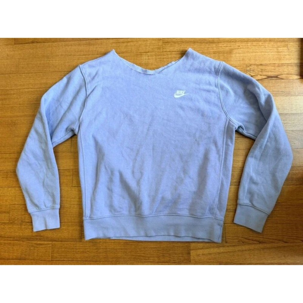 Nike Lavender Off The Shoulder Cut Neck Sweatshirt Small Swoosh Lilac Cropped M